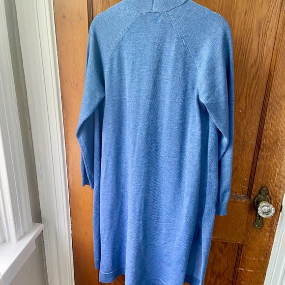 Ellie Mid-length Split Hem Cardigan in Blue [S] - Picture 7 of 8